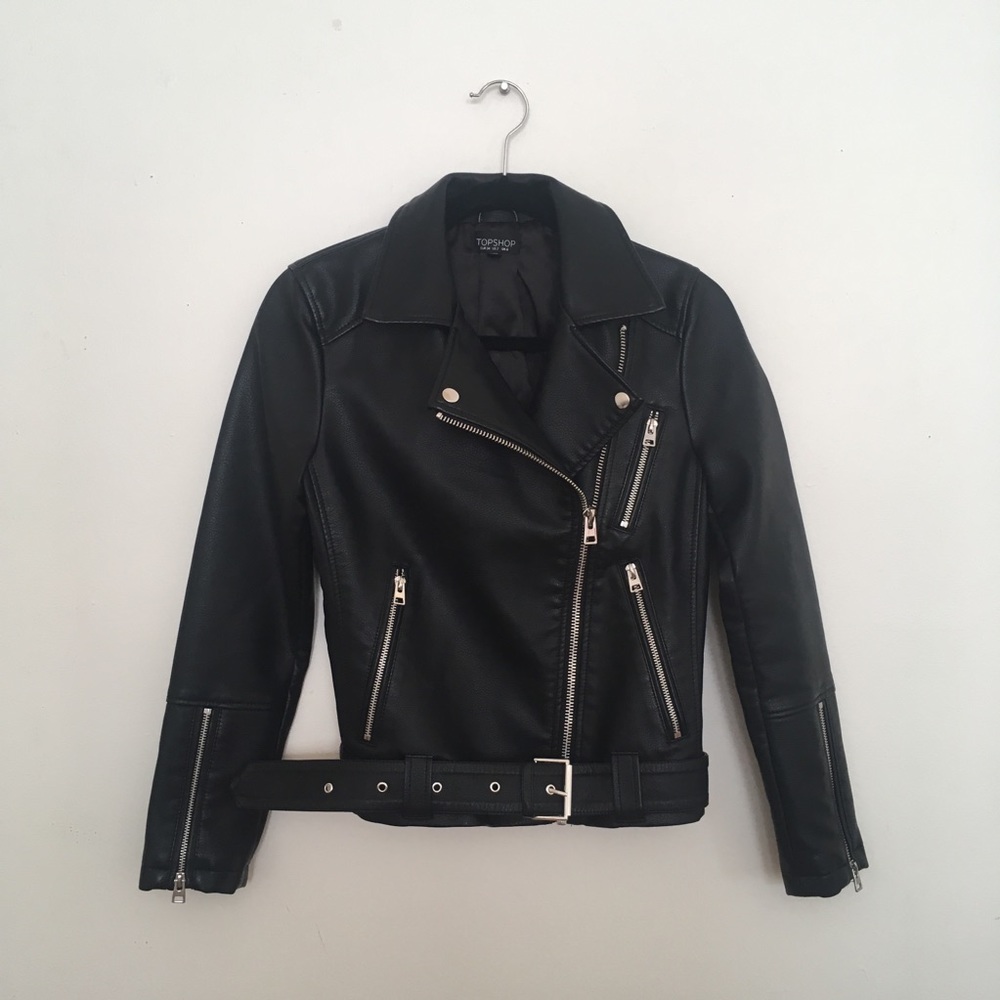 NWOT Topshop Faux Leather Jacket, US Women Size 2
